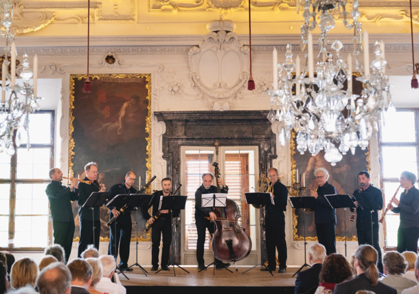     A Styriarte Zenei Fesztivál egy koncertje az Eggenberg kastély Planéta-termében, Graz, Ausztria 